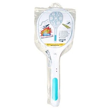 充電式電蚊拍  白色+天藍色  19.5x48cm