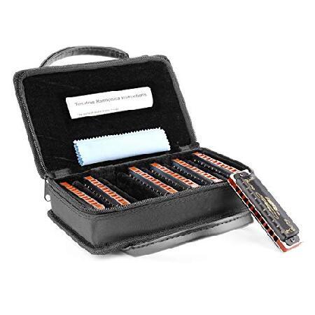 Easttop Harmonica Sets Keys in Key of A B C D E F G 10 Hole 20 Tones with Case Bag ＆ Cleaning Cloth for Adult, Professional Player,Beginner,Student