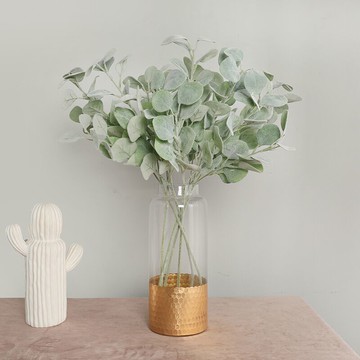 3叉植毛尤加利仿真花假花裝飾花塑料家居擺件餐桌擺放花仿真綠植