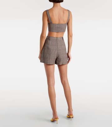 Self-Portrait Checked cotton and linen skort