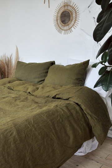 深橄欖色麻被套 / 柔軟麻/ 被套 / 被套