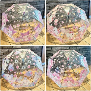 三麗鷗兒童透明雨傘可愛動漫庫洛米小學生上學女孩寶寶直把自動傘