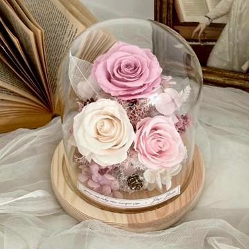生日禮物【Flora Flower】永生花夜燈 - 初荷粉 乾燥花 永生花 生日 情人節 禮物