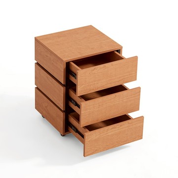 hoi!林氏木業復古風暖木色可移動三斗櫃 QA4E