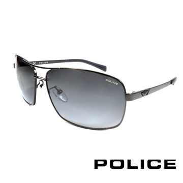 POLICE 義大利警察都會款個性型男眼鏡-金屬框(灰色) POS8879-0627