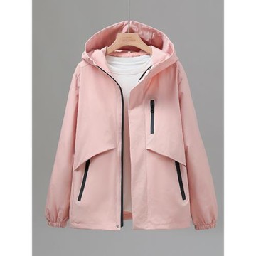 春秋外套女短款2025情侶同款戶外休閑連帽沖鋒衣耐磨防風防水夾克