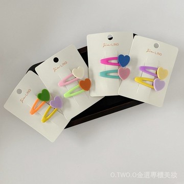 【臺灣出貨】韓版新款兒童髮夾可愛撞色愛心撞色邊夾寶寶水滴BB夾髮卡配飾頭飾 SIPH