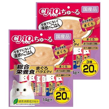 INABA CIAO 啾嚕 肉泥-綜合營養食 20p  鮪魚海鮮綜合  280g  2袋