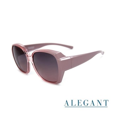 【ALEGANT】淡雅輕時尚雪紡粉漸層方框全罩式寶麗來偏光墨鏡-雪紡粉