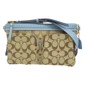 COACH 寇馳 藍/棕色 帆布 肩背包 【二手名牌BRAND OFF】