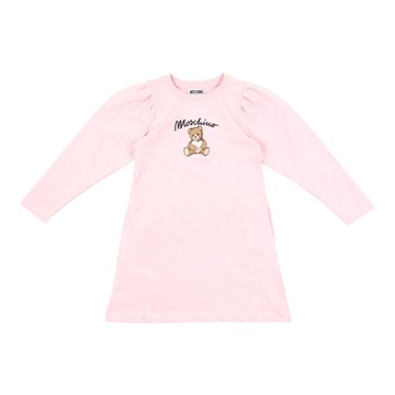 MOSCHINO Kids 小熊粉色長袖洋裝
