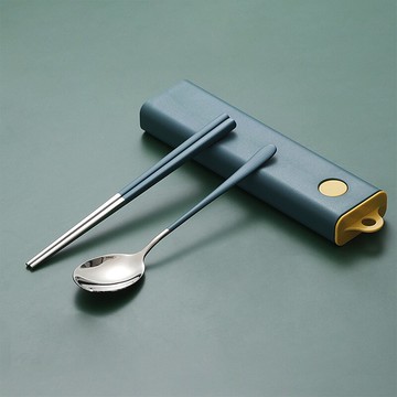 筷勺子套裝/便攜餐具 便攜筷刻字韓式單人筷子勺子套裝學生不銹鋼餐具3件套【CM17917】