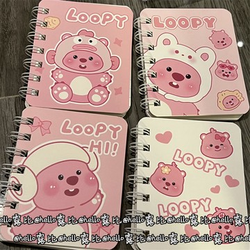 臺灣/✨粉色露比ins風A7線圈本加厚本子小號記作業本子loopy海貍橫線本子