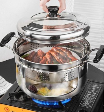 湯鍋 小蒸鍋一層1單層家用不銹鋼脫糖蒸飯鍋隔水蒸煮兩用2多用日式湯鍋