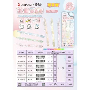 ACE英士 優點 725RH香香按動螢光筆(多色)*椰子/藍