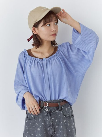 甜美荷葉邊分層設計下襬抽繩襯衫(FF43L0A1180) - ehka sopo