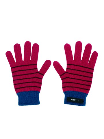 Soft Wool Touchscreen Stripe Gloves [Magenta/Blue]