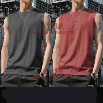 運動背心 男士寬松夏季純棉健身無袖坎肩 白色打底衫t恤【不二雜貨】