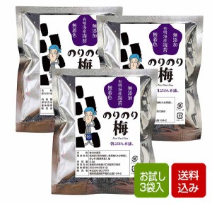 梅の味付け海苔 のりのり梅 お試し3袋入  無添加 無着色 有明海産 メール便