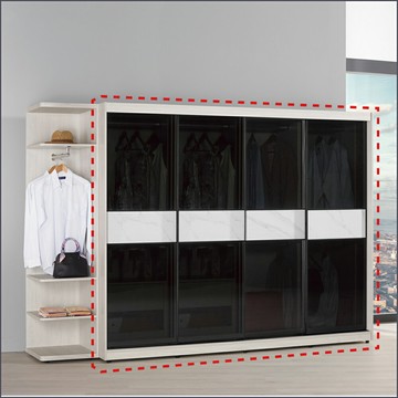 8尺被櫥式鋁框滑門衣櫥黑玻璃 收納衣櫃 推門衣櫥 【149B10746】Leader傢居館149-A210+A210+A211+A211