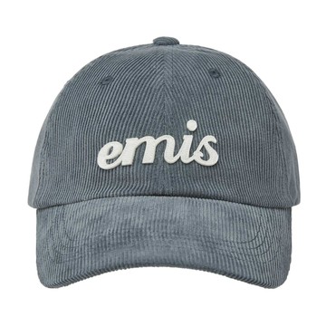 韓國 emis APPLIQUE CORDUROY BALL CAP 燈芯絨草寫棒球帽 灰藍ASH BLUE