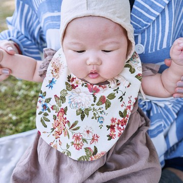 復古花朵 寶寶圍兜兜 方兜