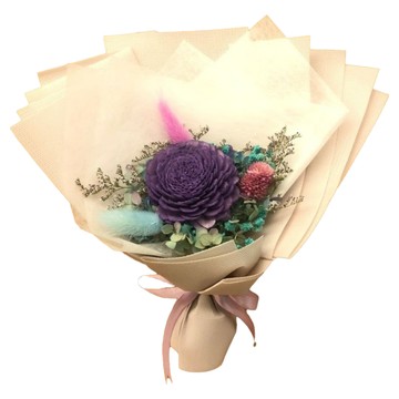 A-ONE 匯旺 大紫索拉玫瑰花 藍紫色繡球花 永生花束 乾燥花束  E款 彩色