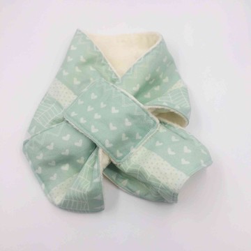 暖心手作綠底圖樣保暖脖圍 設計款 彌月禮 暖呼呼