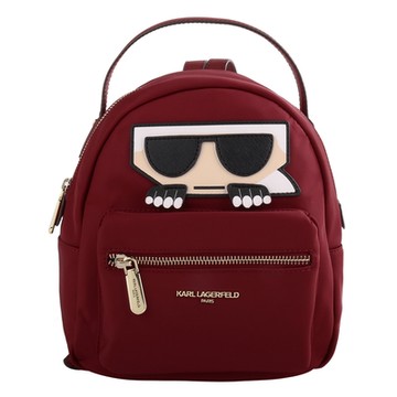 KARL LAGERFELD 眼鏡老佛爺尼龍手提後背包(紅)mini款