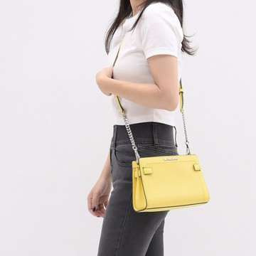 MICHAEL KORS RAYNE 經典LOGO防刮肩背/斜背鏈包.亮黃