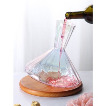 北歐紅酒醒酒器家用創意陀螺快速醒酒分酒器搖擺寬棱不倒翁帶木托
