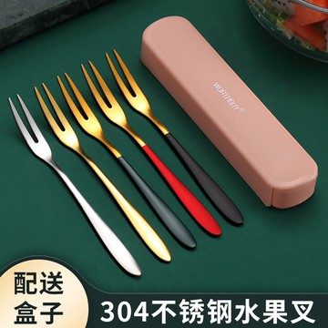 水果叉套裝創意可愛不銹鋼水果叉子ins歐式小奢華北歐水果簽果插
