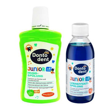 德國 DONTODENT - 蘋果香兒童漱口水-兩入優惠組 (牙菌斑檢測漱口水*1+蘋果香漱口水*1)-(牙菌斑檢測漱口...