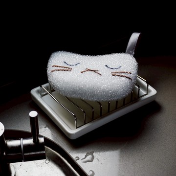 UDlab｜白陶底不鏽鋼香皂架 肥皂架 皂架 肥皂 肥皂瀝水架 瀝水架 CB-H01001