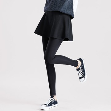 高磅棉質磨毛假兩件圓裙內搭褲