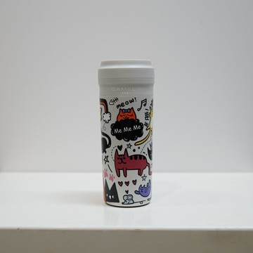 駱駝牌350ml玻璃膽真空保溫杯膠殼膠蓋 - 動物系列 (貓) CT(GW)