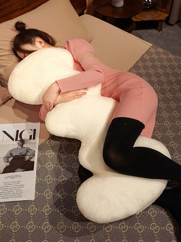 ins北歐簡約風女生睡覺抱枕可拆洗兔毛絨圓柱可愛家居長條靠墊