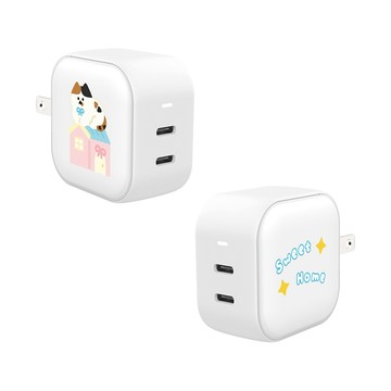【插畫家聯名】周氏喵喵居家甜蜜喵喵GaN 45W Type-C雙孔充電頭