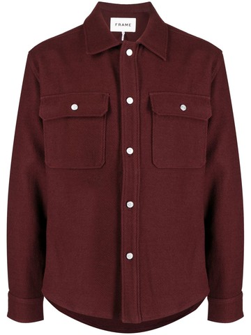 FRAME - textured chest-pocket overshirt - men - Cotton/Virgin Wool - XL