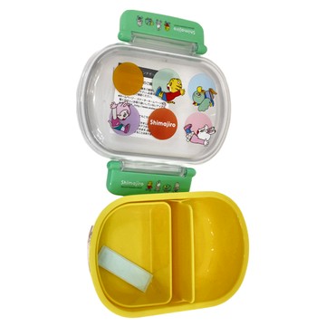 Skater 銀離子橢圓形雙扣便當盒 148 x 123 x 56mm 360ml  巧虎 DOTS 黃色 + 綠色  1個