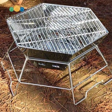 露營燒烤爐架家用木炭戶外折疊便攜柴火爐焚火臺烤肉架 ph6241