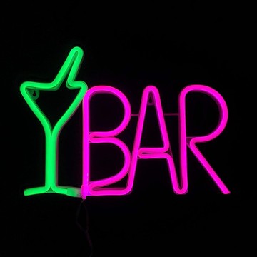 【日本代購】霓虹燈-BAR 綠+粉 37 x 26 cm