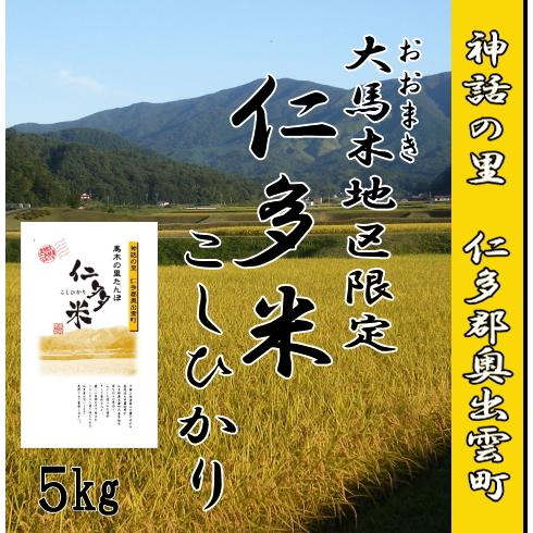 令和5年産　お米5kg　仁多米こしひかり　大馬木地区限定　1等米