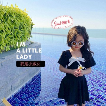 Xuan♥ 2022新款兒童泳衣女童連體泡泡袖洋氣公主寶寶嬰幼兒泳衣套裝女