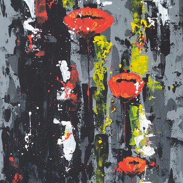 加州罌粟畫草甸花原創藝術野花花卉藝術品