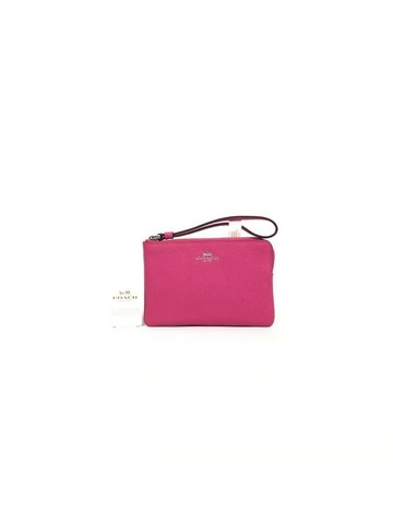 coach 紅色 Corner Zip Wristlet 荔枝紋皮革手拿包
