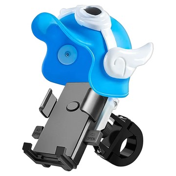 神崎家居 遮陽擋雨自動夾緊機車手機支架  藍色  MHM7