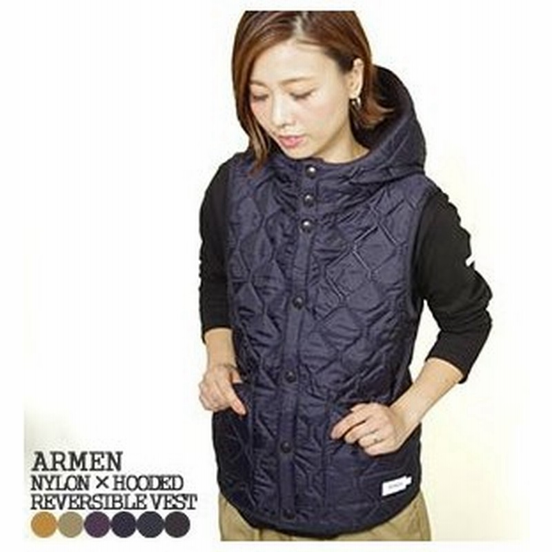 21aw アーメン Armen ナイロン フリースリバーシブルフード付きベスト キルティングベスト Nam1751 レディース メンズ 通販 Lineポイント最大0 5 Get Lineショッピング