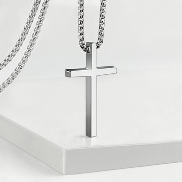 鈦鋼十字架項鏈不掉色不過敏男女情侶網紅輕奢吊墜毛衣鏈嘻哈配飾