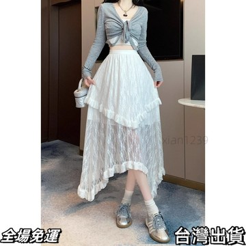 速.發 僊女蕾絲不規則蛋糕2025甜美小衆半身裙半身長裙ins複古高腰顯瘦 台出